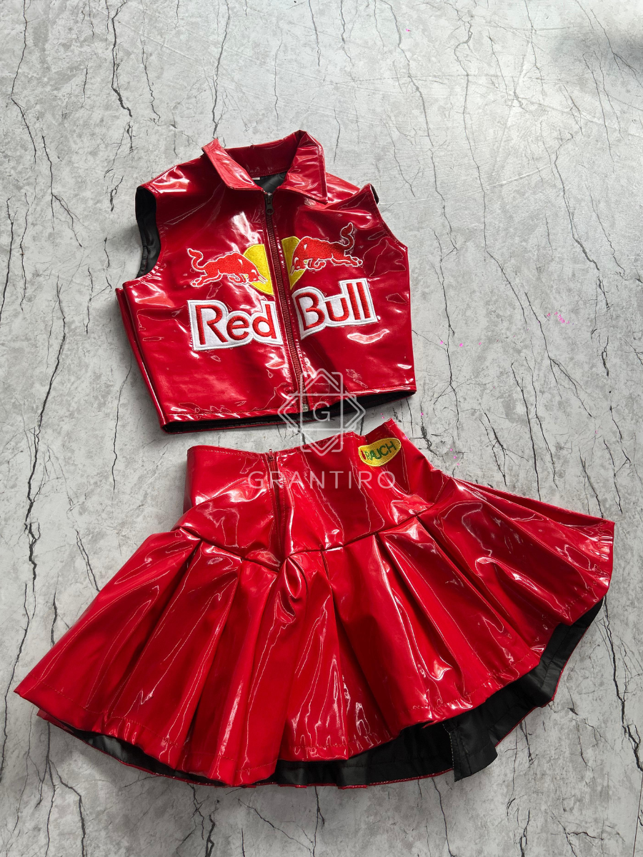 RedBull Glossy Leather Coord Set | Grantiro® Luxe Edition