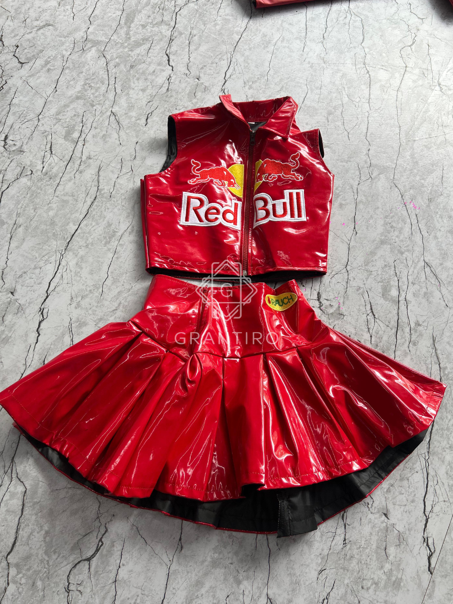RedBull Glossy Leather Coord Set | Grantiro® Luxe Edition