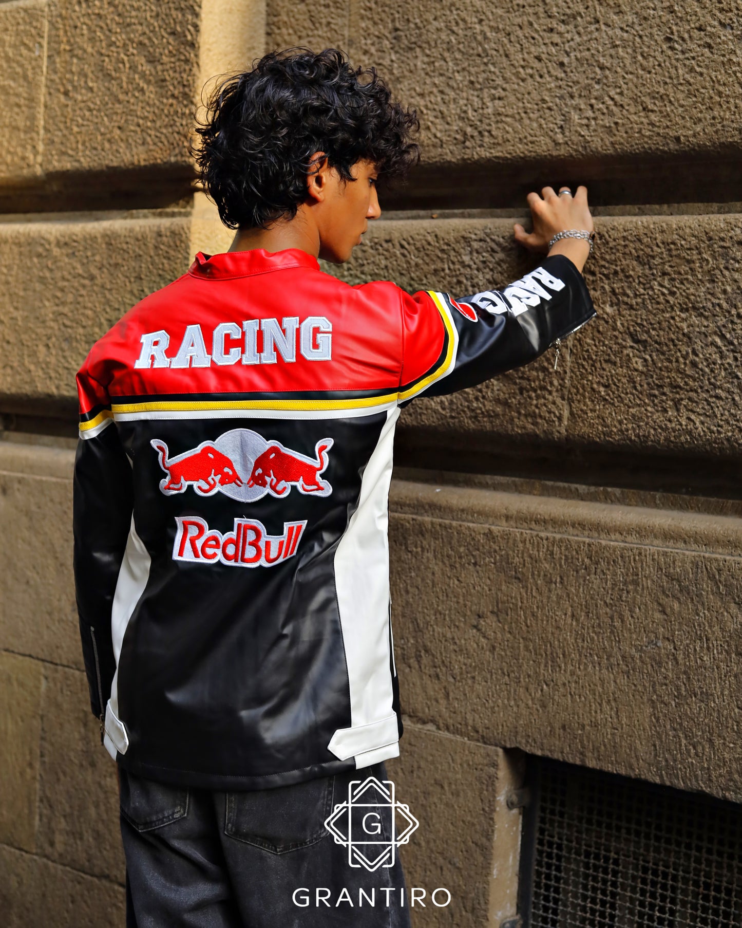 Red Bull Black & Red Leather Jacket | Grantiro® Vintage Edition