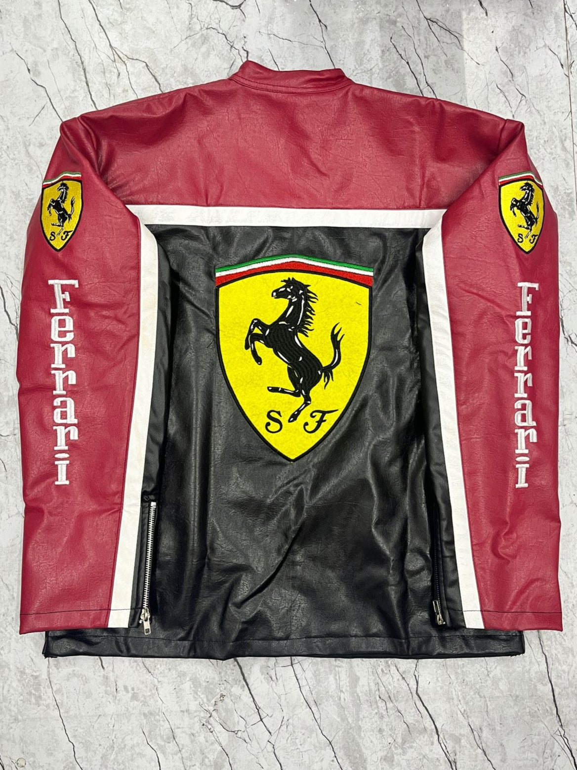 Ferrari Leather Jacket Maroon – Limited Drop | Grantiro® Luxe Edition