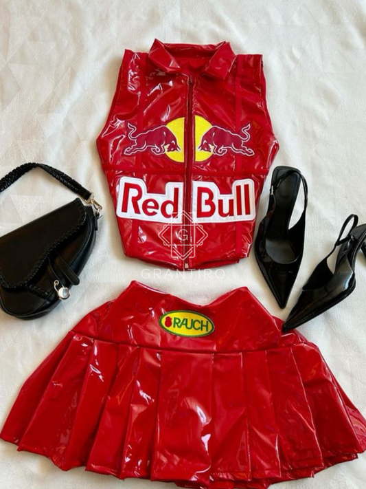 RedBull Glossy Leather Coord Set | Grantiro® Luxe Edition