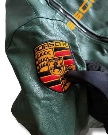 Porsche Bottle Green Leather Jacket – Limited Drop | Grantiro® Luxe Edition