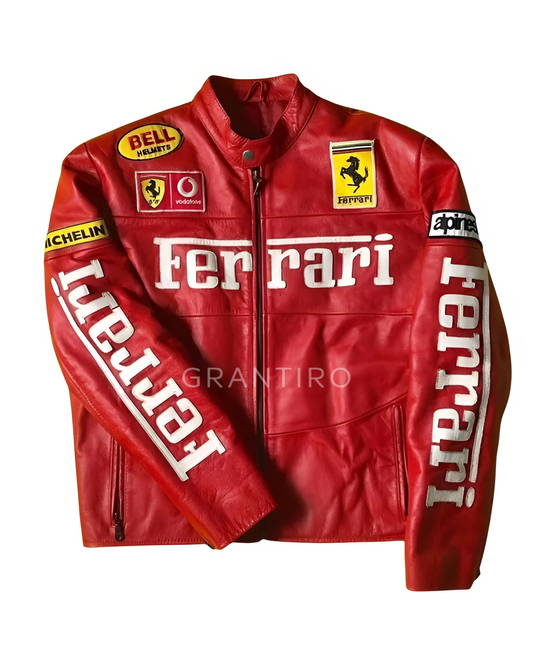 Red Ferrari Leather Jacket – Limited Drop | Grantiro® F1 Edition