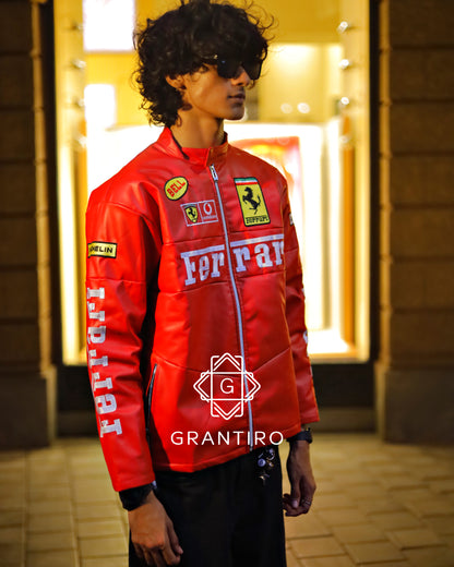 Red Ferrari Leather Jacket – Grantiro® F1 Edition