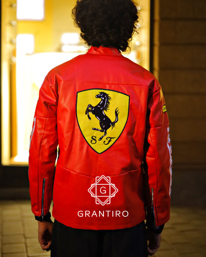 Red Ferrari Leather Jacket – Grantiro® F1 Edition