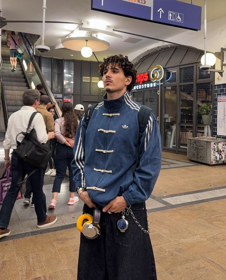 CNY-Inspired Premium Navy Blue Suede Jacket | Grantiro®