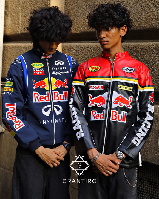Red Bull Black & Red Leather Jacket | Grantiro® Vintage Edition