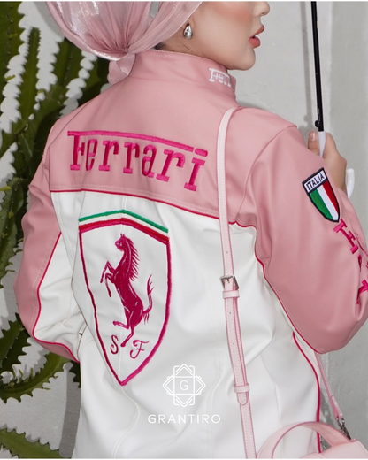 Ferrari Pink Velocity Leather Jacket