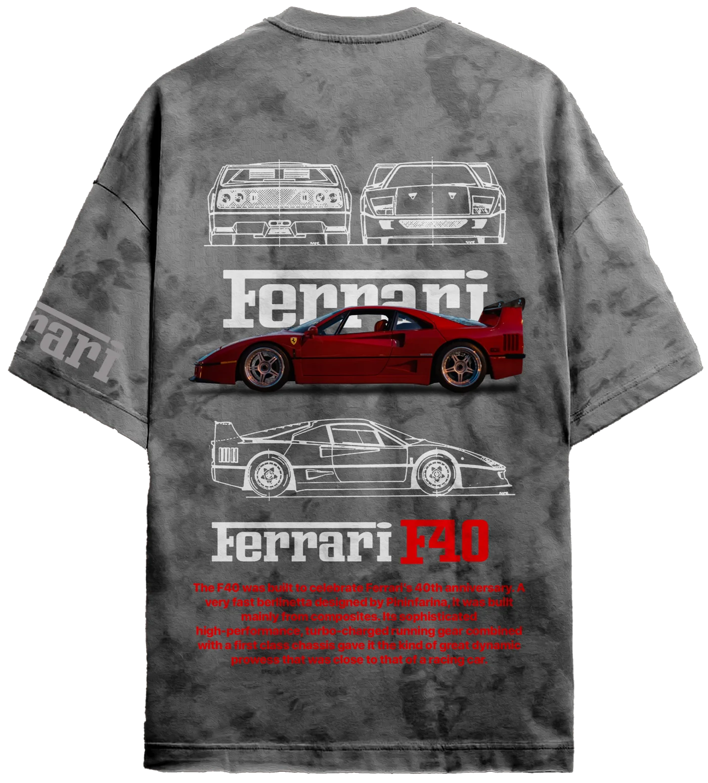 Grantiro Ferrari jacket from the Whimsical Wheels collection – premium unisex racing jacket inspired by Ferrari’s  F40 legendary motorsport heritage.