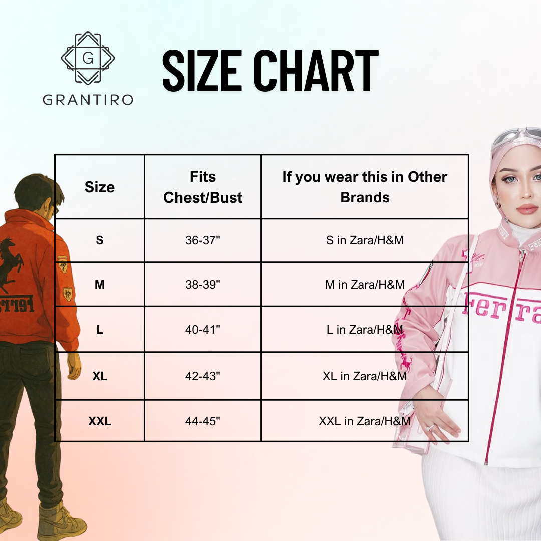 Jack Daniels Jacket in India GRANTIRO® Edition Size Chart