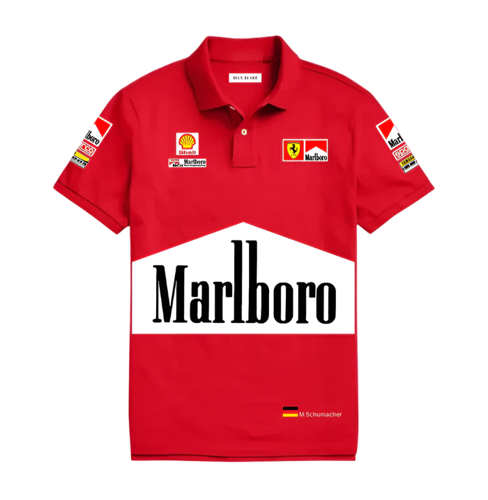 Grantiro F1 x Marlboro polo in India – premium unisex motorsport polo inspired by classic Formula 1 racing heritage.