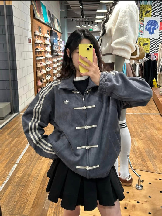 CNY-Inspired Premium Grey Suede Jacket | Grantiro®