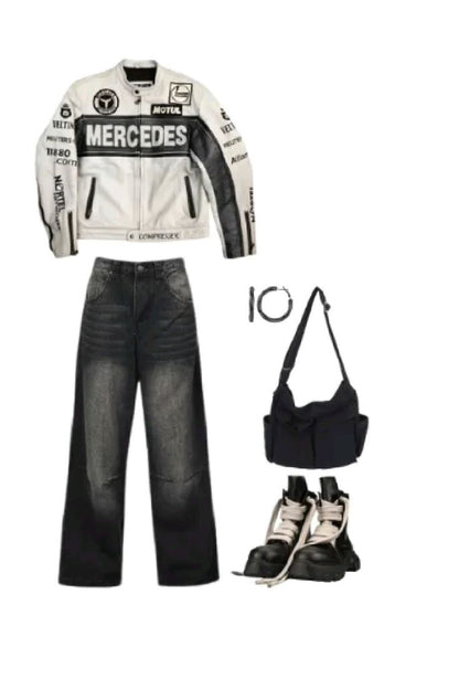 White Mercedes Leather Jacket – Limited Drop | Grantiro® Luxe Edition