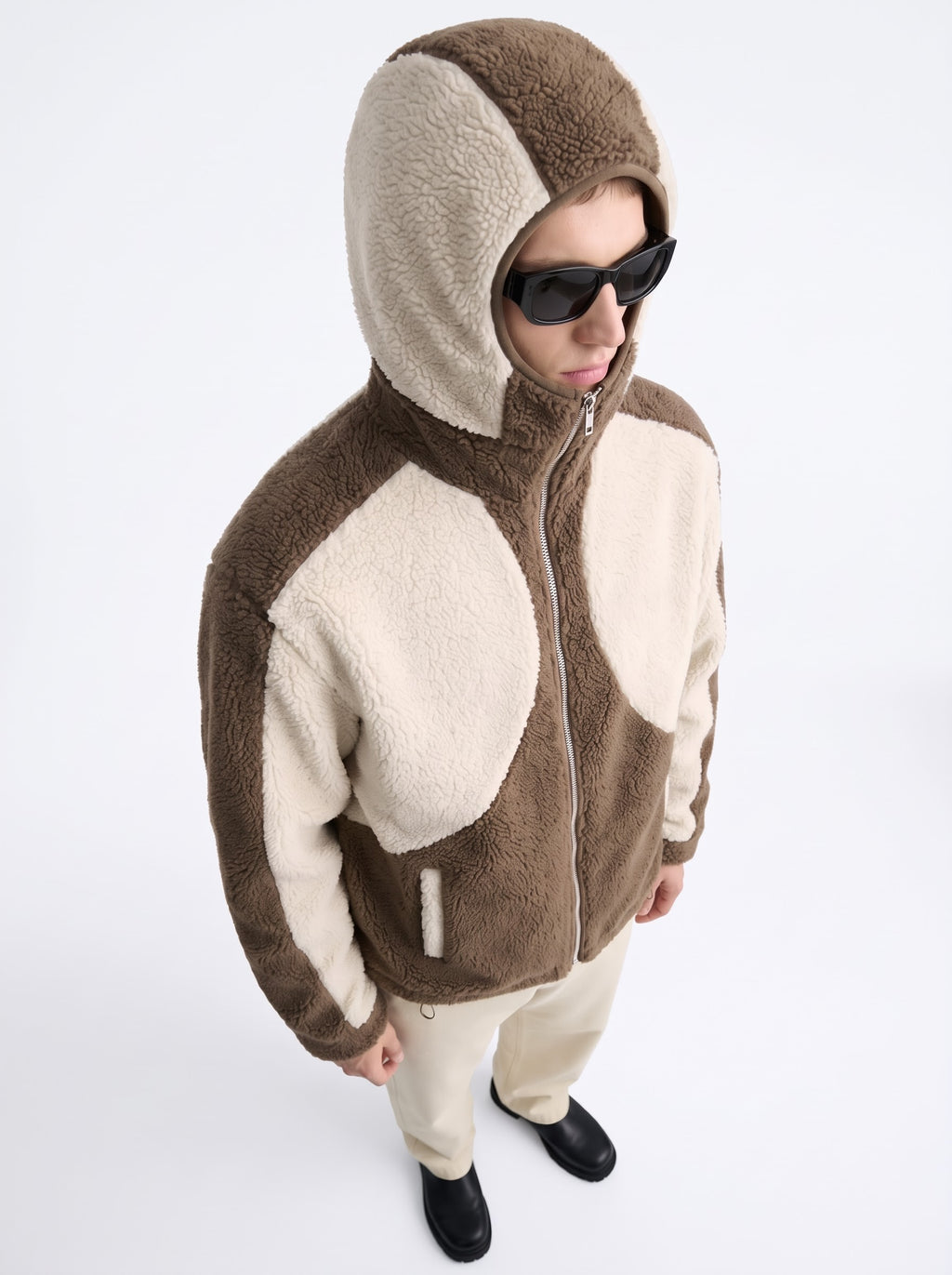 Mocha Sherpa Hooded Fleece Jacket
