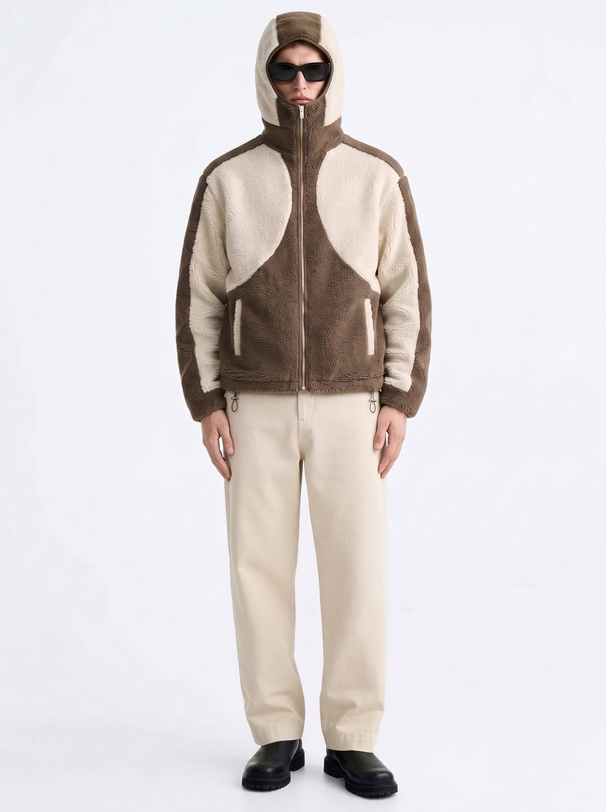 Mocha Sherpa Hooded Fleece Jacket