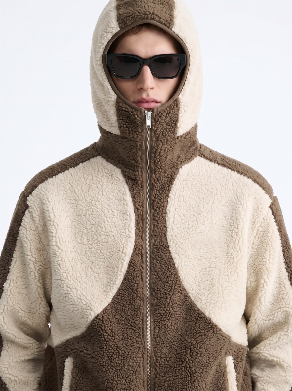 Mocha Sherpa Hooded Fleece Jacket