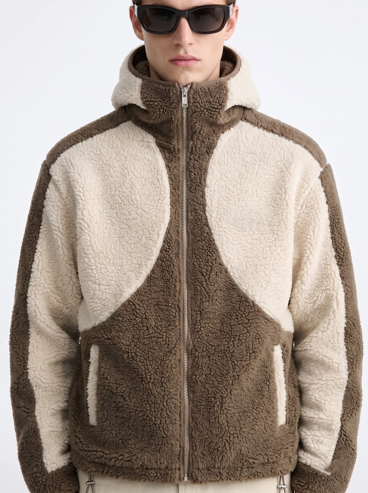 Mocha Sherpa Hooded Fleece Jacket